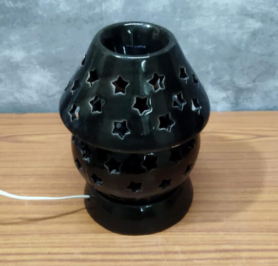 Nelesa Gardening Ceramic Electric Table Lamp Aromatic Oil Diffuser, Black Colour, Scented Oil Burner for Office, Spa, Gym, Yoga Room, Drawing Room, Center Table of Your Home - Image 3