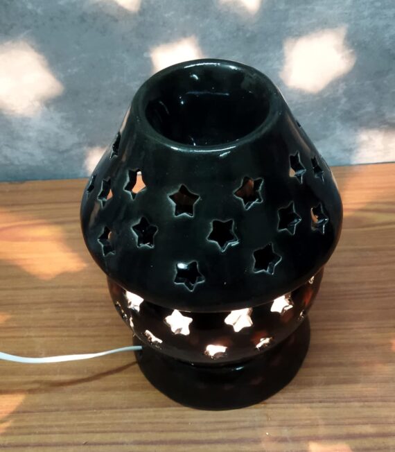 Nelesa Gardening Ceramic Electric Table Lamp Aromatic Oil Diffuser, Black Colour, Scented Oil Burner for Office, Spa, Gym, Yoga Room, Drawing Room, Center Table of Your Home - Image 2
